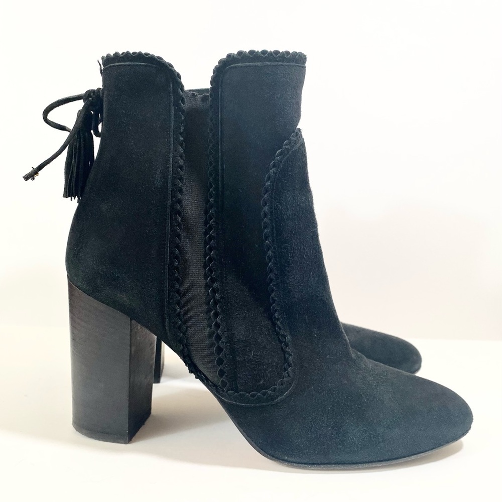 Aquazzura Black Suede Boho Beatle 85 Booties